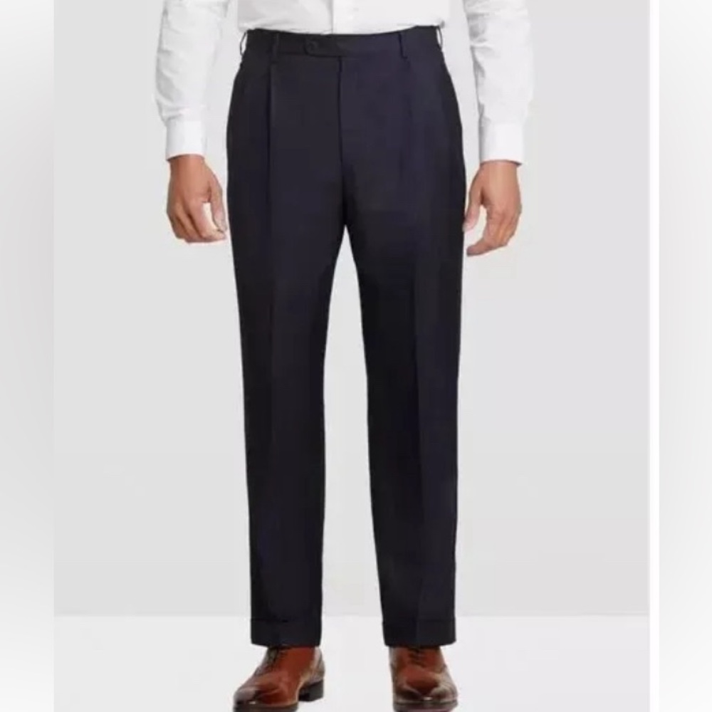 Zanella Bennett Black 40 x 30 Double Reverse Pleat Dress Pants